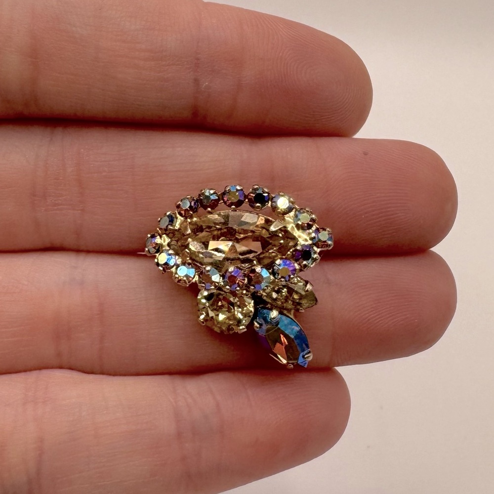 VINTAGE Aurora Borealis Crystal Cluster Tack Pin